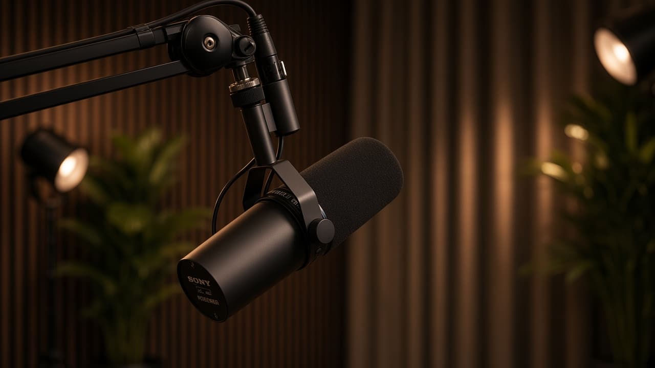 Professionelles Broadcast-Mikrofon im Studio
