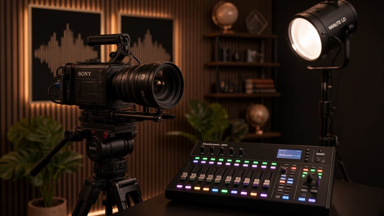 Sony Cinema-Kamera im Studio-Setup