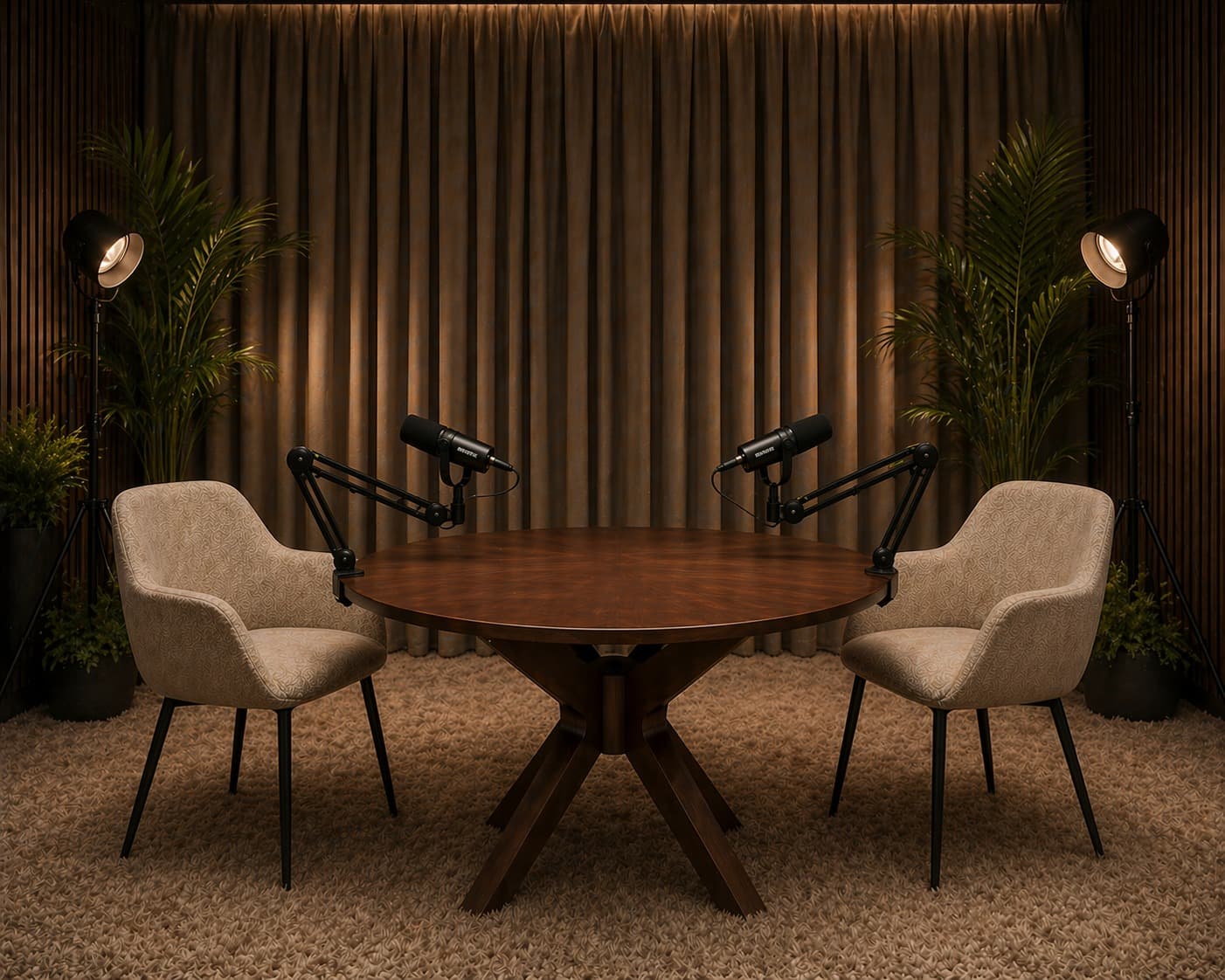 Anchor Stage Studio mit Beige-Vorhang